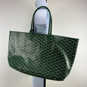 FAKE Goyard Goyardine Saint Louis Pm Green Coated Canvas Tote